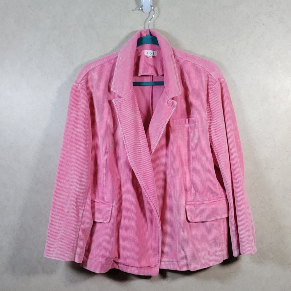 H195 POL pink distressed cotton corduroy blazer style jacket M